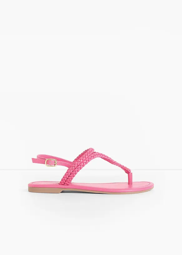 Zehenstegsandalen in Flecht-Optik in pink - bonprix