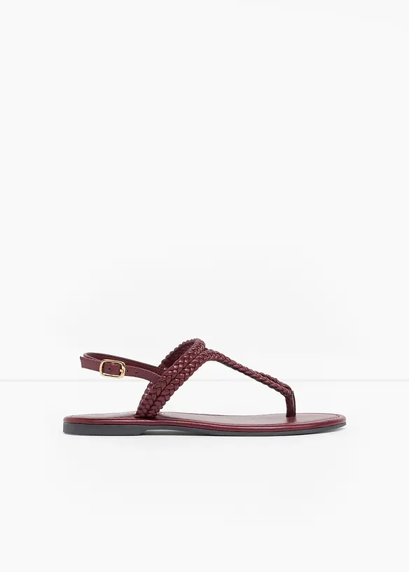Zehenstegsandalen in Flecht-Optik in rot - bonprix