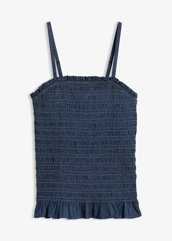 Jeans-Spaghettiträger-Top aus Bio-Baumwolle in blau von vorne - bonprix