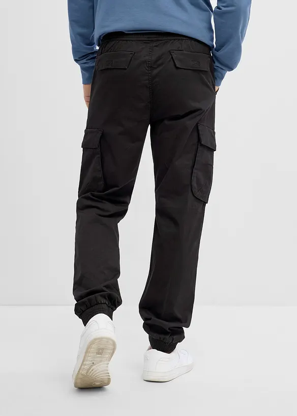 Regular-Fit Schlupf-Cargohose, Straight in schwarz von hinten - bonprix