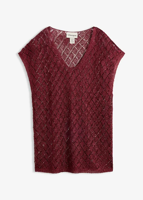 Strickshirt mit Pailletten in rot von vorne - bonprix Strickshirt mit Pailletten in rot von vorne - bonprix