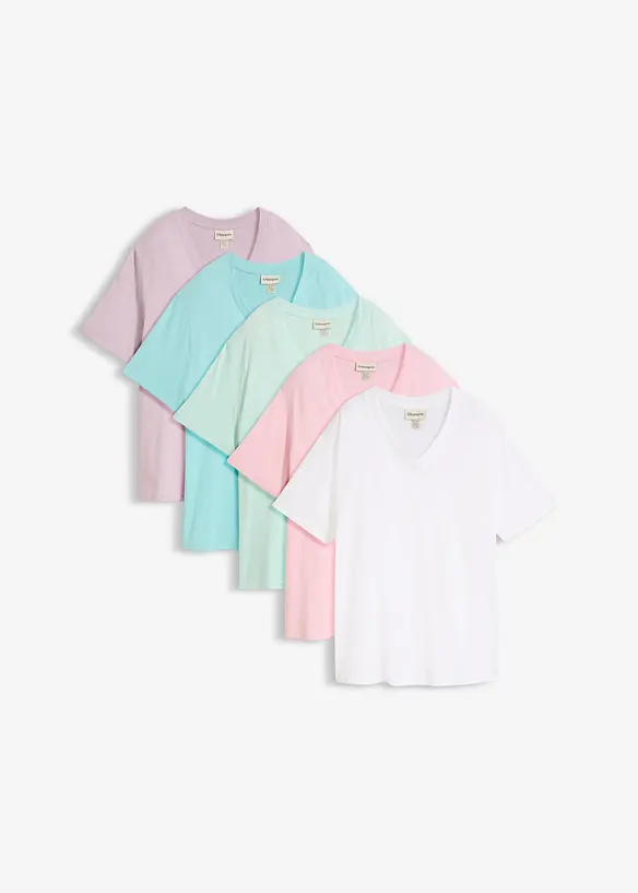 Longshirt (5er Pack) in rosa von vorne - bonprix