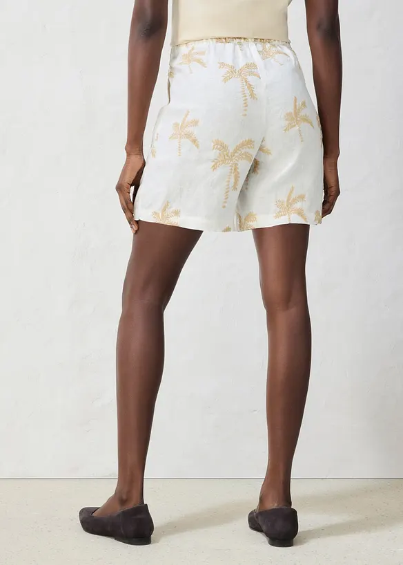 Bestickte Shorts aus reinem Leinen in weiß von hinten - bonprix Bestickte Shorts aus reinem Leinen in weiß von hinten - bonprix