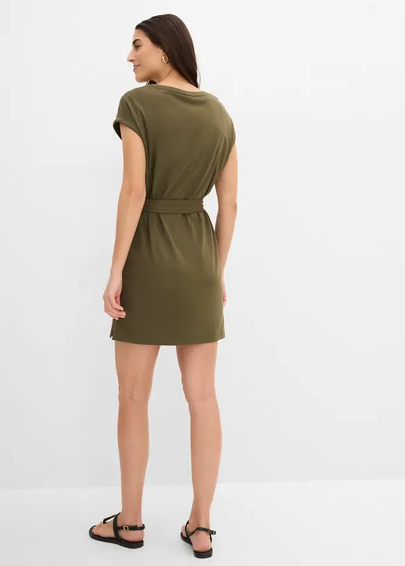 Shirtkleid aus reiner Baumwolle in grün von hinten (Totalaufnahme) - bonprix