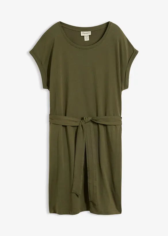Shirtkleid aus reiner Baumwolle in grün von vorne - bonprix