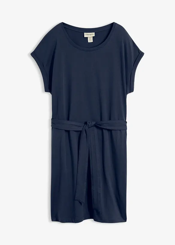 Shirtkleid aus reiner Baumwolle in blau von vorne - bonprix