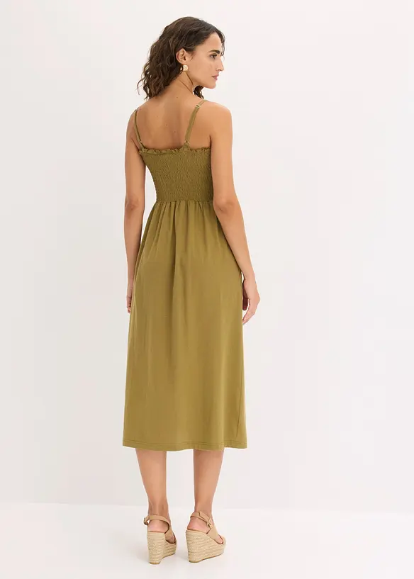 Jerseykleid aus reiner Bio-Baumwolle in grün von hinten (Totalaufnahme) - bonprix Jerseykleid aus reiner Bio-Baumwolle in grün von hinten (Totalaufnahme) - bonprix