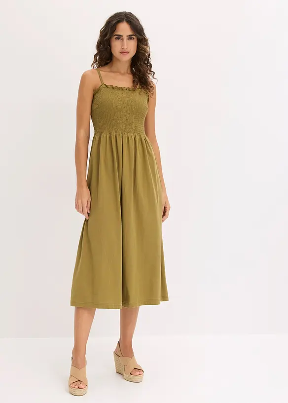 Jerseykleid aus reiner Bio-Baumwolle in grün von vorne (Totalaufnahme) - bonprix Jerseykleid aus reiner Bio-Baumwolle in grün von vorne (Totalaufnahme) - bonprix