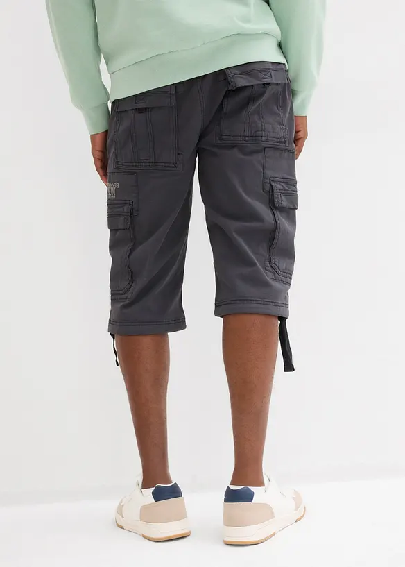 Long-Bermuda mit Cargotaschen in Regular-Fit in grau von hinten - bonprix