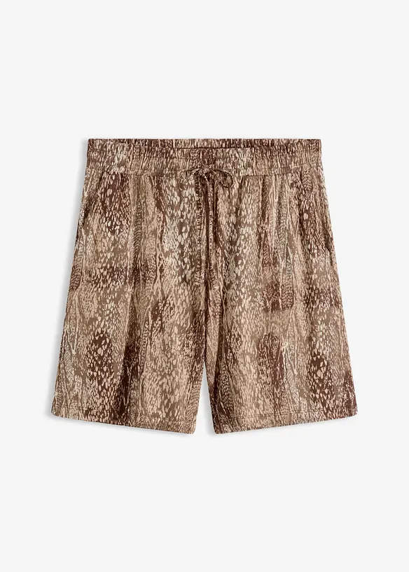 Jersey-Shorts aus softem Viskose-Mix in beige von vorne - bonprix