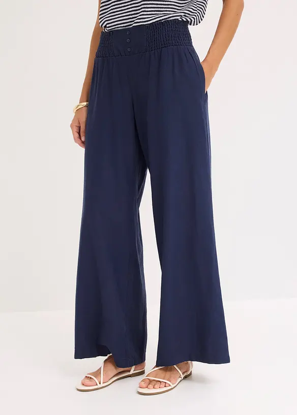 Marlenehose aus luftigem Leinen-Mix in blau von vorne - bonprix Marlenehose aus luftigem Leinen-Mix in blau von vorne - bonprix