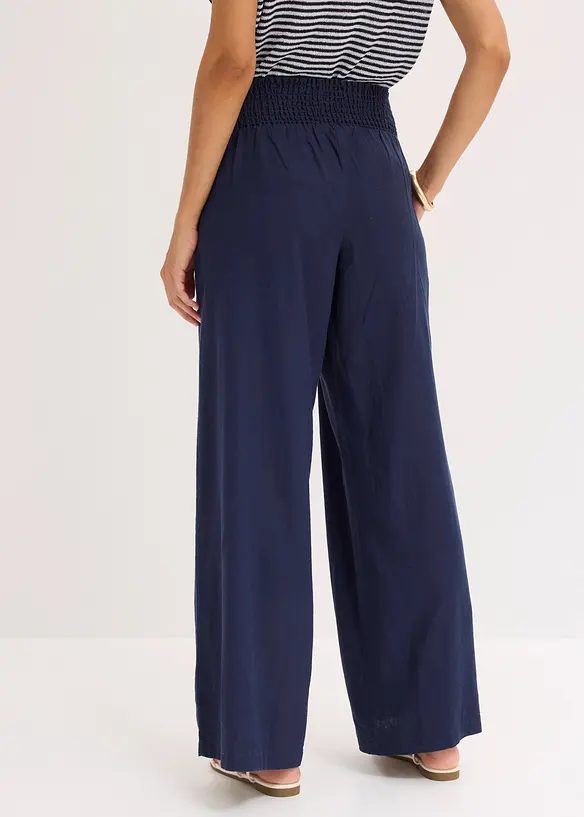 Marlenehose aus luftigem Leinen-Mix in blau von hinten - bonprix Marlenehose aus luftigem Leinen-Mix in blau von hinten - bonprix