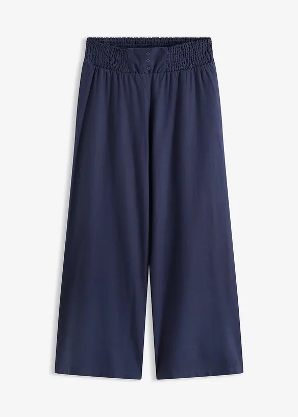 Marlenehose aus luftigem Leinen-Mix in blau von vorne - bonprix Marlenehose aus luftigem Leinen-Mix in blau von vorne - bonprix