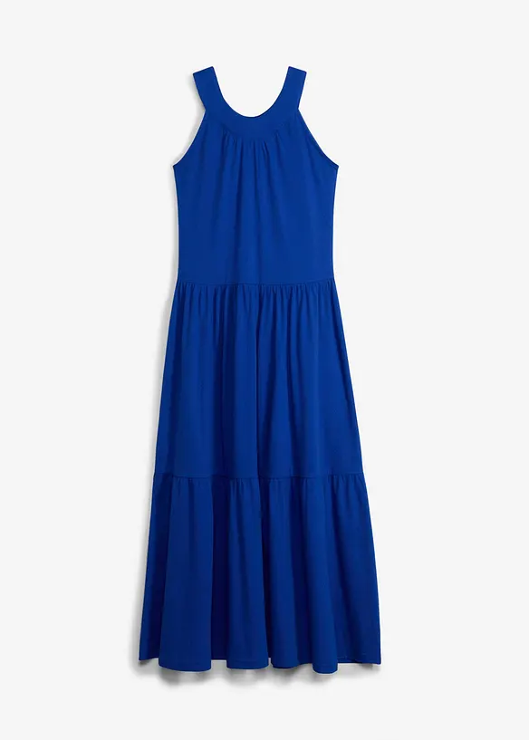 Maxi-Jerseykleid aus reiner Bio-Baumwolle in blau von vorne - bonprix