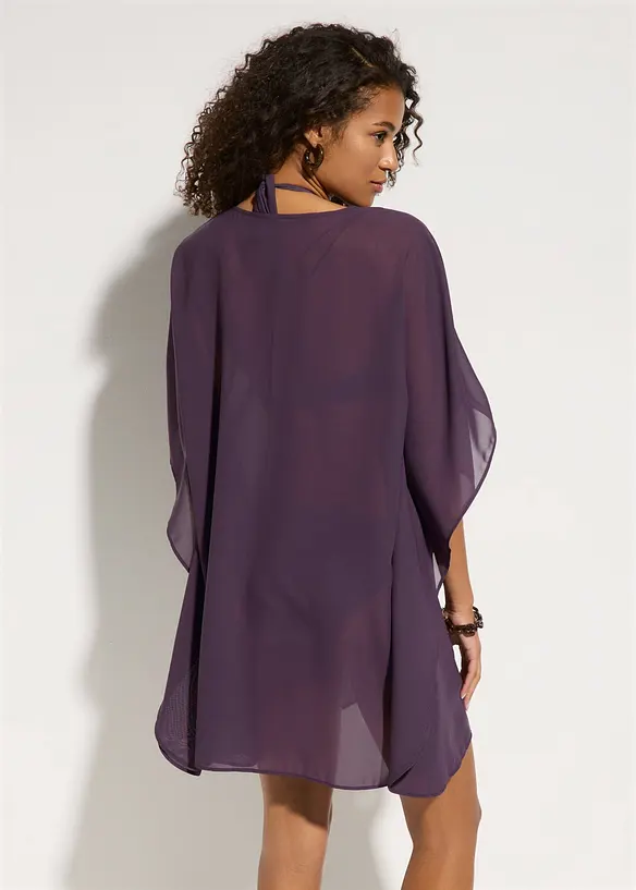 Strandtunika aus leichtem Chiffon in lila von hinten (Totalaufnahme) - bonprix Strandtunika aus leichtem Chiffon in lila von hinten (Totalaufnahme) - bonprix