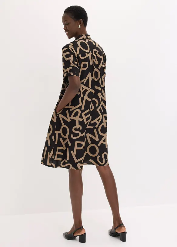 Kleid aus fließender Viskose in schwarz von hinten (Totalaufnahme) - bonprix Kleid aus fließender Viskose in schwarz von hinten (Totalaufnahme) - bonprix