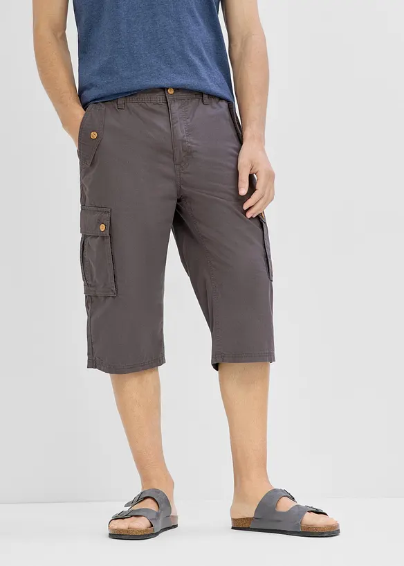 Cargo-Bermuda in Regular Fit in grau von vorne - bonprix