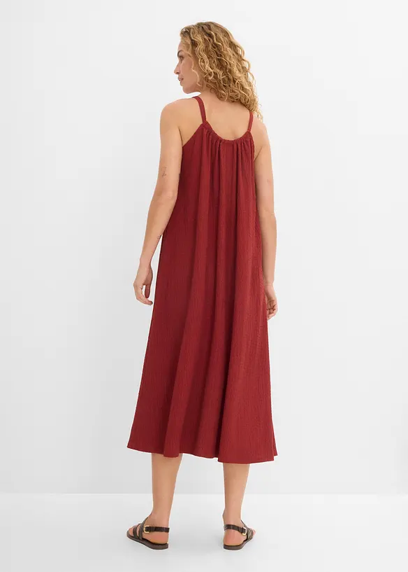 Trägerkleid aus leichtem Crêpe in rot von hinten (Totalaufnahme) - bonprix