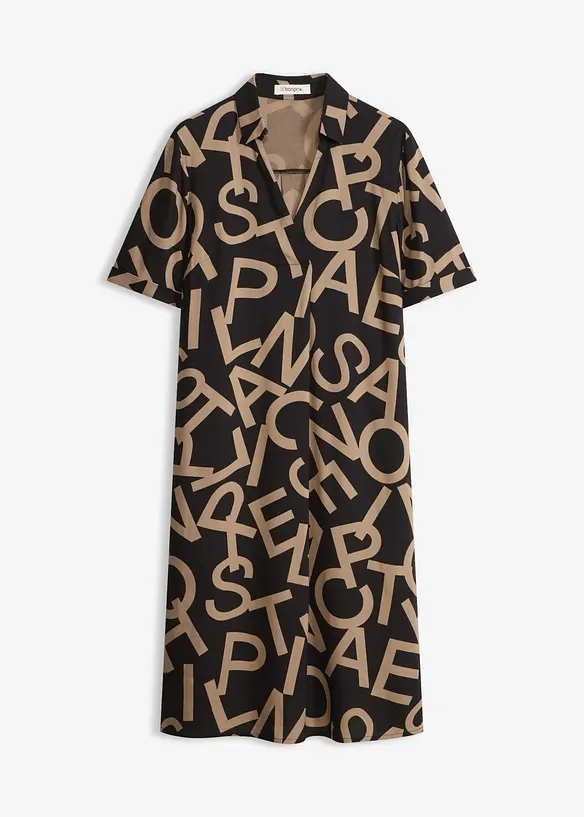 Kleid aus fließender Viskose in schwarz von vorne - bonprix Kleid aus fließender Viskose in schwarz von vorne - bonprix