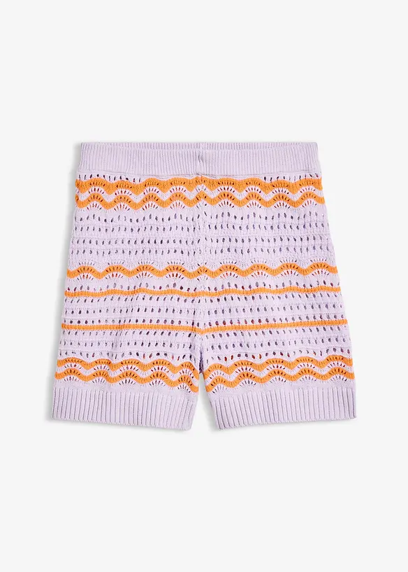 Strick-Shorts aus luftigem Baumwoll-Leinen-Mix in lila von vorne - bonprix Strick-Shorts aus luftigem Baumwoll-Leinen-Mix in lila von vorne - bonprix