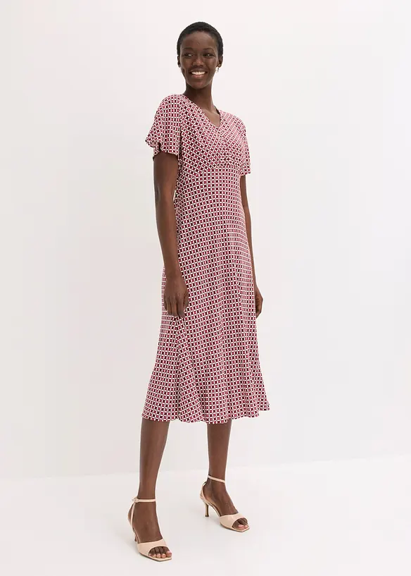 Kleid aus fließender Viskose in rot von vorne (Totalaufnahme) - bonprix Kleid aus fließender Viskose in rot von vorne (Totalaufnahme) - bonprix