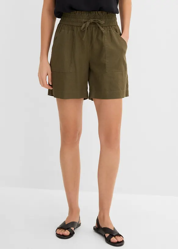 Shorts aus Leinen-Viskose-Mix in grün von vorne - bonprix Shorts aus Leinen-Viskose-Mix in grün von vorne - bonprix