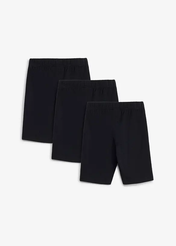 Radlerhose (3er Pack) aus elastischem Baumwoll-Mix in schwarz von hinten - bonprix