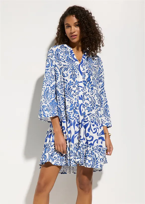 Strandkleid aus fließender Viskose in weiß von vorne (Totalaufnahme) - bonprix Strandkleid aus fließender Viskose in weiß von vorne (Totalaufnahme) - bonprix
