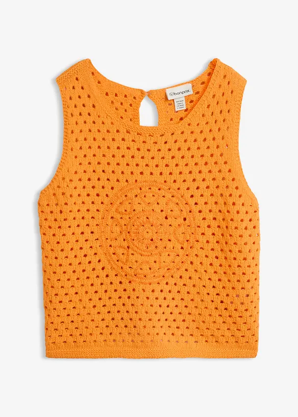 Crochet Top aus reiner Baumwolle in orange von vorne - bonprix
