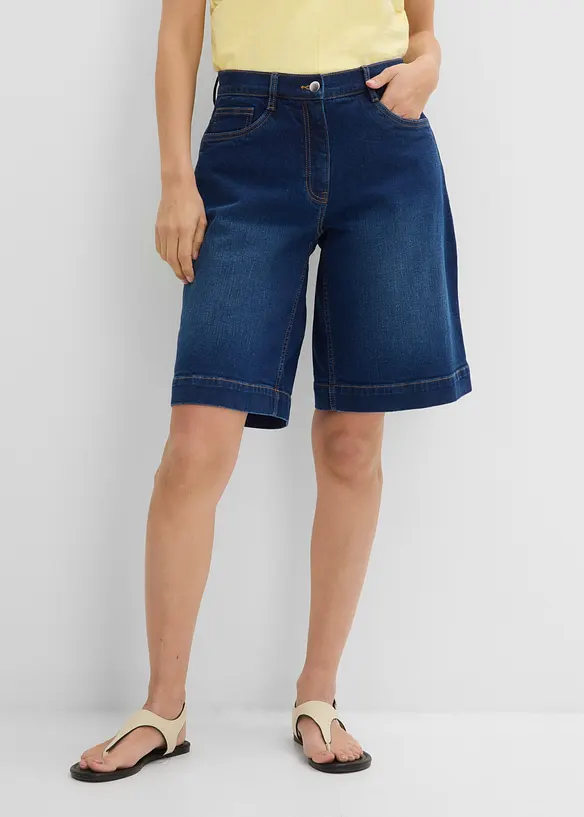 Jeans-Bermuda Mid Waist mit Bio-Baumwolle in blau von vorne - bonprix Jeans-Bermuda Mid Waist mit Bio-Baumwolle in blau von vorne - bonprix