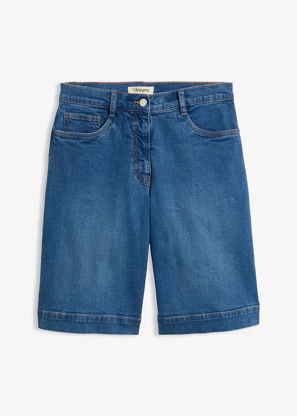 Jeans-Bermuda Mid Waist mit Bio-Baumwolle in blau von vorne - bonprix Jeans-Bermuda Mid Waist mit Bio-Baumwolle in blau von vorne - bonprix
