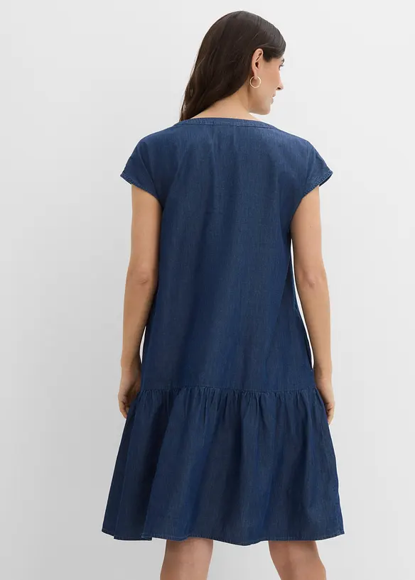 Tunika-Kleid aus Bio-Baumwolle in blau von hinten (Totalaufnahme) - bonprix