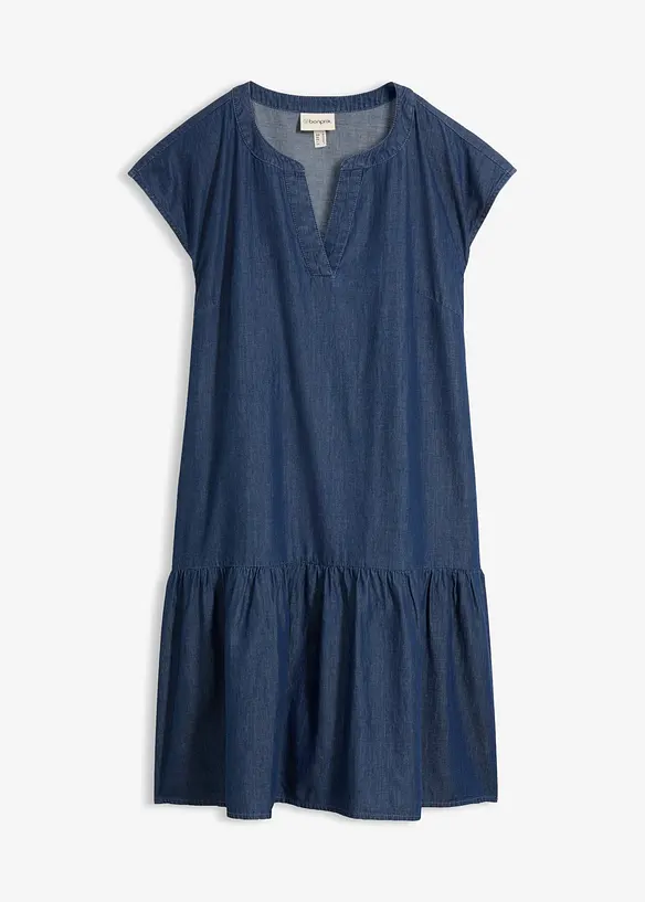 Tunika-Kleid aus Bio-Baumwolle in blau von vorne - bonprix