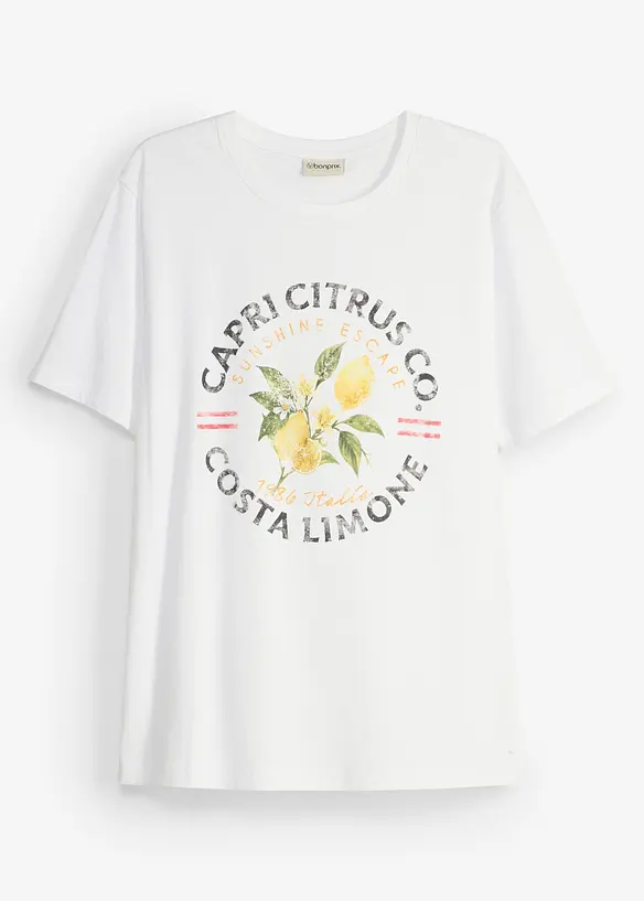 T-Shirt aus reiner Bio-Baumwolle in weiß von vorne - bonprix