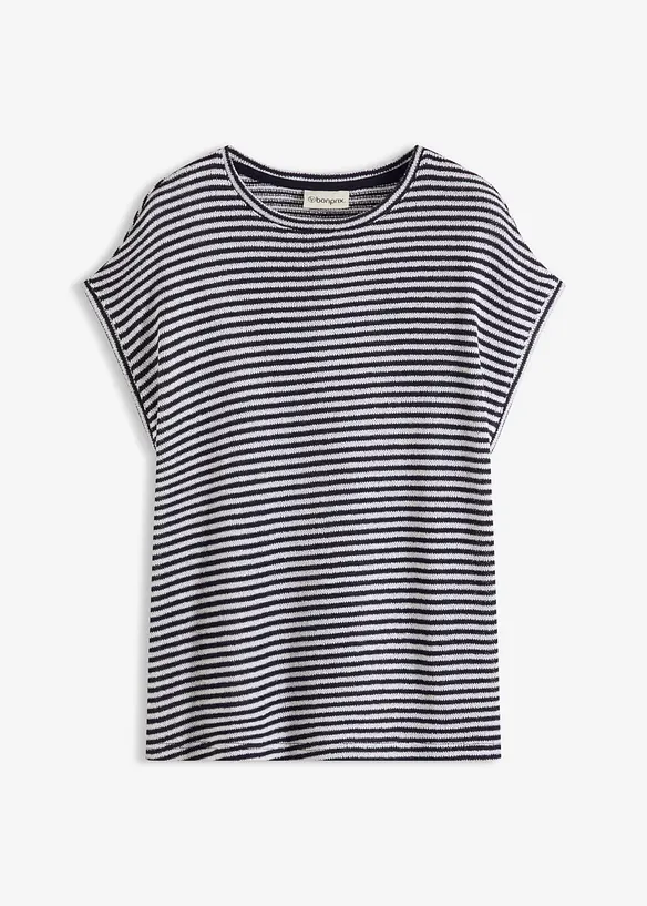 Shirt in Strick-Optik in weiß von vorne - bonprix Shirt in Strick-Optik in weiß von vorne - bonprix
