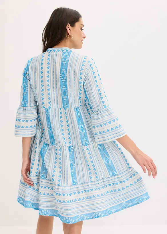 Tunika-Kleid aus Baumwoll-Mix in weiß von hinten (Totalaufnahme) - bonprix