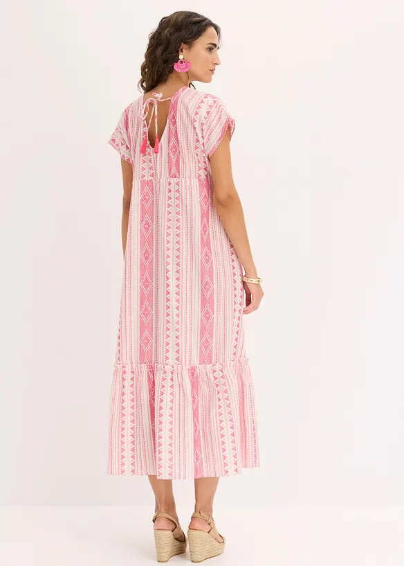 Midikleid aus Baumwoll-Mix in weiß von hinten (Totalaufnahme) - bonprix Midikleid aus Baumwoll-Mix in weiß von hinten (Totalaufnahme) - bonprix