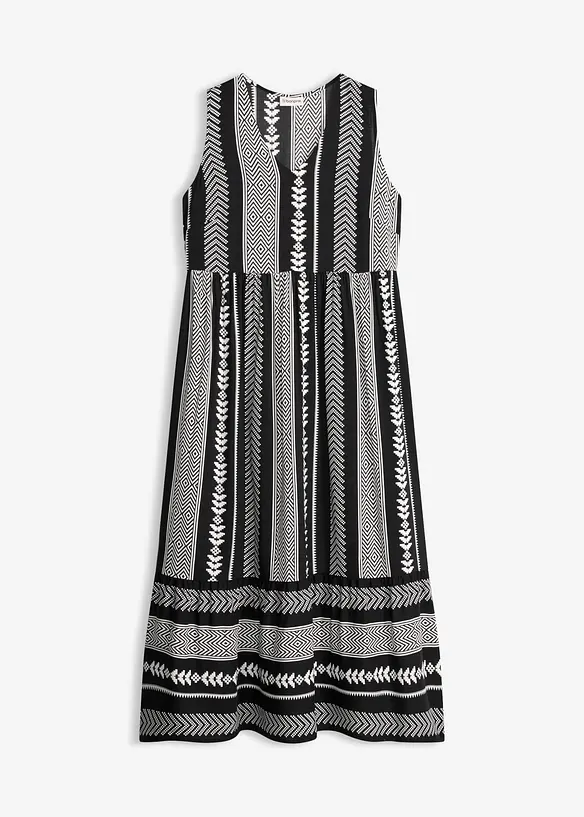 Maxikleid aus fließender Viskose in schwarz von vorne - bonprix