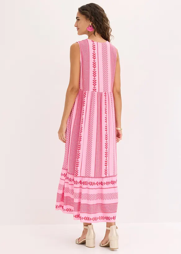 Maxikleid aus fließender Viskose in rot von hinten (Totalaufnahme) - bonprix