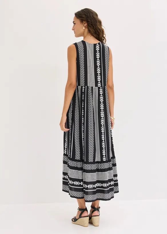 Maxikleid aus fließender Viskose in schwarz von hinten (Totalaufnahme) - bonprix