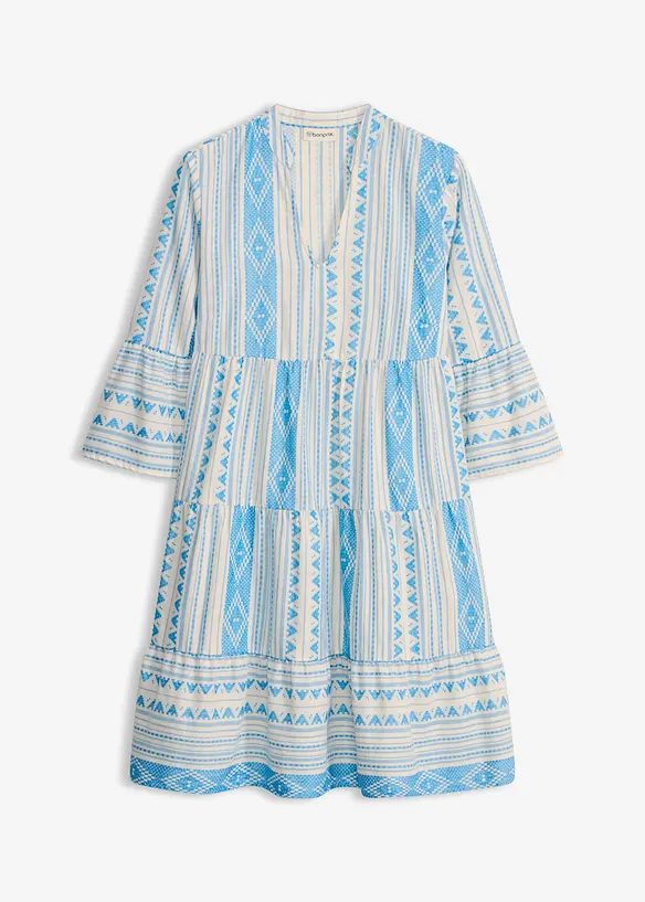 Tunika-Kleid aus Baumwoll-Mix in weiß von vorne - bonprix