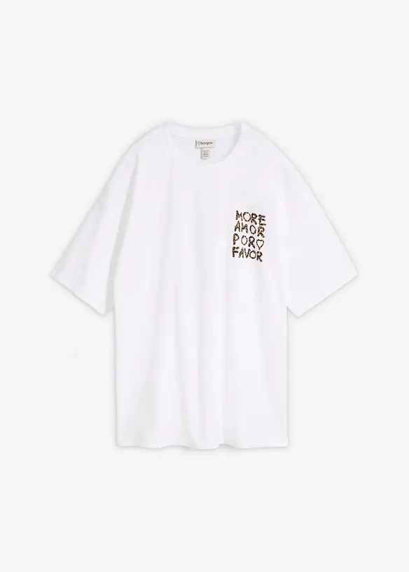 Oversize-Shirt aus schwerer Bio-Baumwolle in weiß von vorne - bonprix