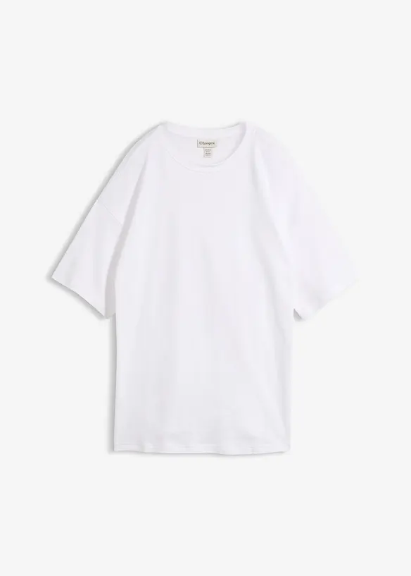 Oversize-Shirt aus schwerer Bio-Baumwolle in weiß von vorne - bonprix