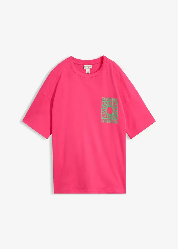 Oversize-Shirt aus schwerer Bio-Baumwolle in pink von vorne - bonprix