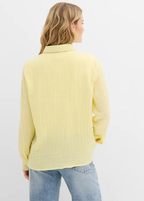 Hemdbluse aus luftigem Musselin in gelb von hinten (im Anschnitt) - bonprix Hemdbluse aus luftigem Musselin in gelb von hinten (im Anschnitt) - bonprix