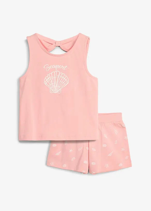 Top und Shorts aus reiner Bio-Baumwolle (2-tlg.Set) in rosa von vorne - bonprix