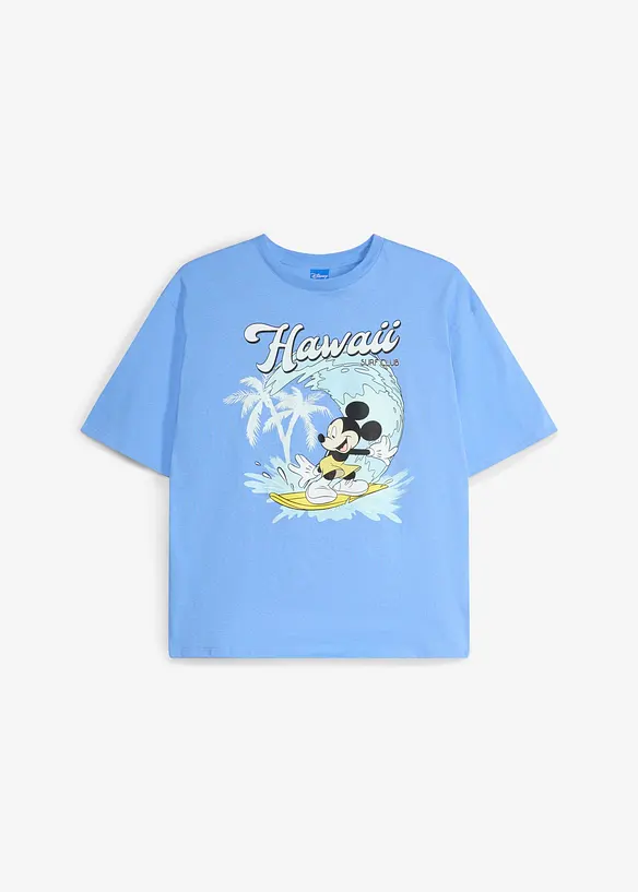 Mickey Mouse T-Shirt in Loose Fit aus reiner Baumwolle in blau von vorne - Disney