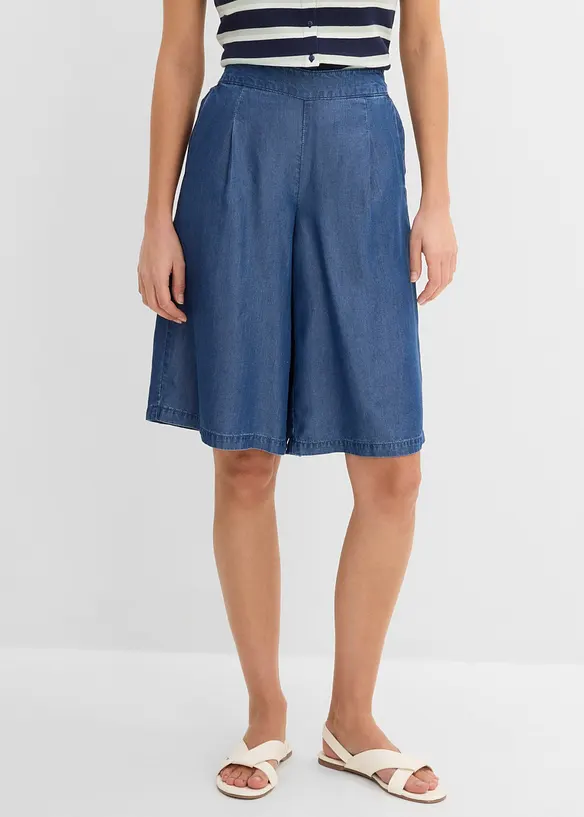 Bermuda aus weichem Lyocell in blau von vorne - bonprix