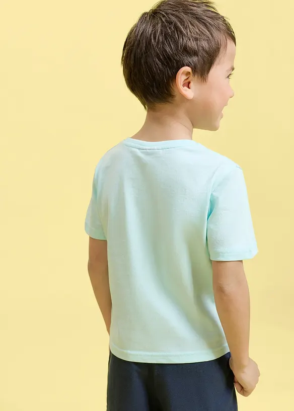 T-Shirt aus reiner Bio Baumwolle in blau von hinten (im Anschnitt) - bonprix