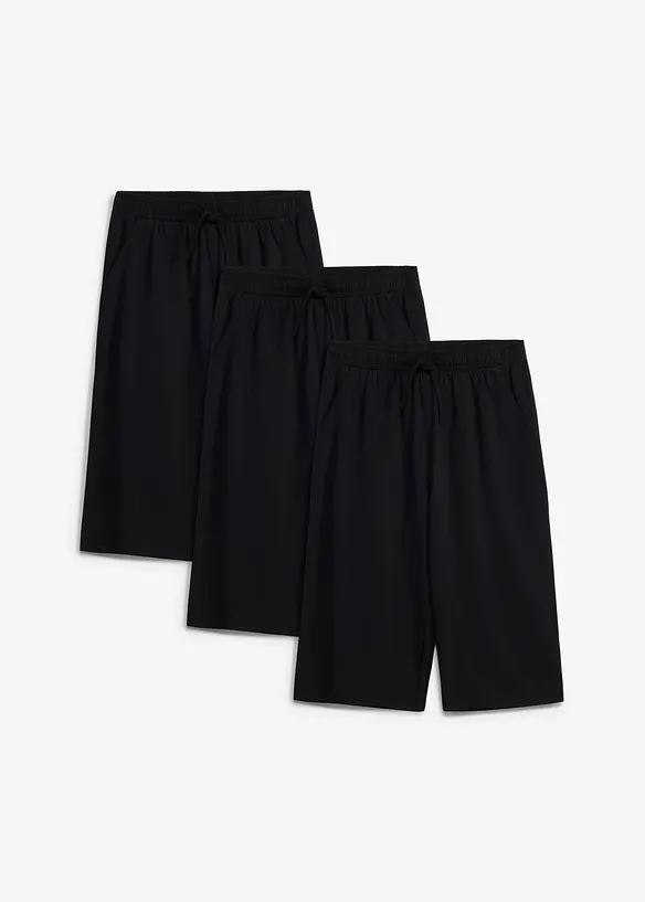 Kniebedeckende Jersey-Bermuda (3er Pack) in schwarz von vorne - bonprix